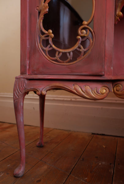 Antique Ornate Carved French Painted Sideboard Display China Cabinet Cupboard