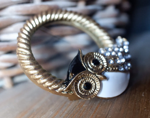 NEW Round Small Gold Metal Ornate OWL Bird Magnifying Glass