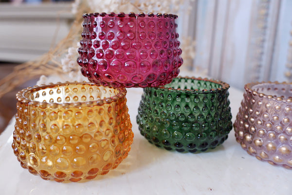 New French Shabby Chic Round Gold Glass Bobble Tea Light Candle Holder Votive