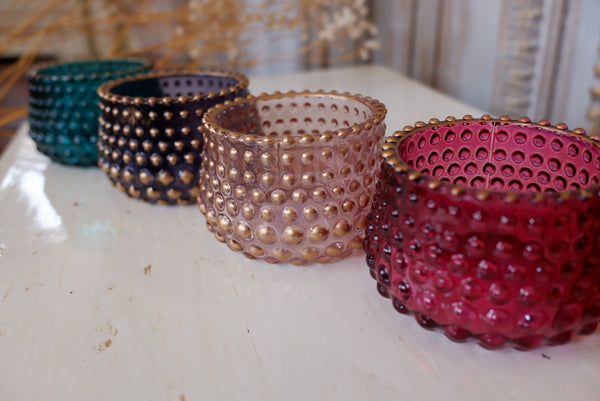 New French Shabby Chic Round Gold Glass Bobble Tea Light Candle Holder Votive