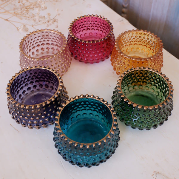 New French Shabby Chic Round Gold Glass Bobble Tea Light Candle Holder Votive