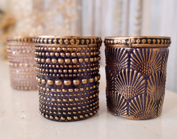 New French Shabby Chic Round Gold Glass Vase Tea Light Candle Holder Votive