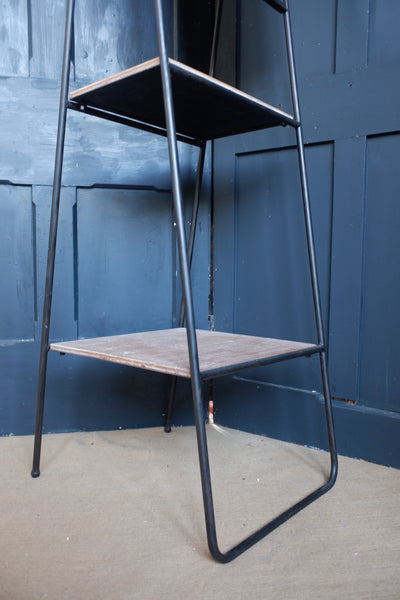 New Vintage Retro Vanity MIRROR Black Metal 2 Shelf Tall Rack Rustic Industrial