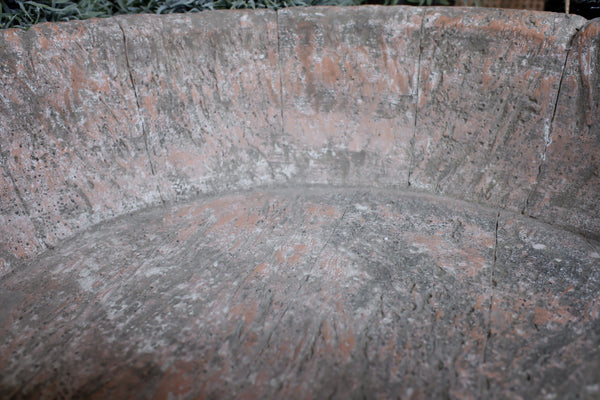 New Large Round Fruit Bowl AGED Rustic Wood Effect Decorative Planter Ornament