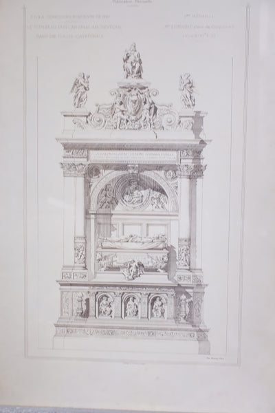 New Large Aged Ash Framed Print French Architecture Style 71x51cm