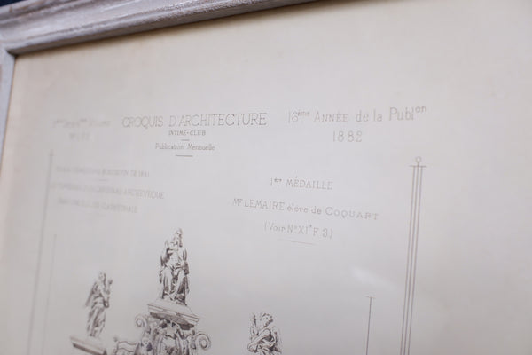 New Large Aged Ash Framed Print French Architecture Style 71x51cm