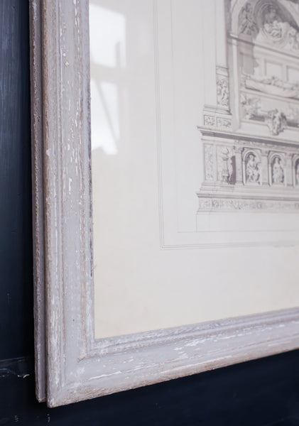 New Large Aged Ash Framed Print French Architecture Style 71x51cm