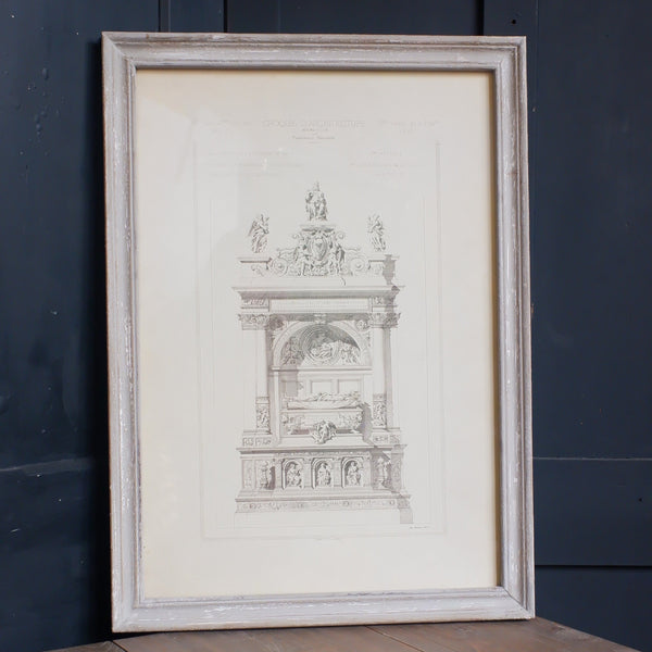 New Large Aged Ash Framed Print French Architecture Style 71x51cm