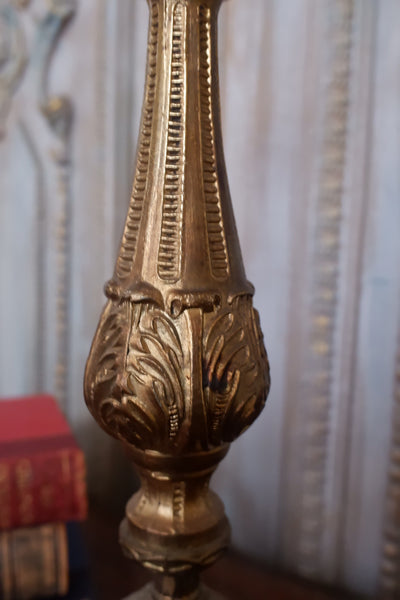 Antique French Small Brass Metal Table Bedside Lamp Ornate Gold