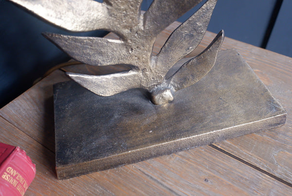 LEAF Design Tall Antique Gold Metal Frond Table Lamp by OKA