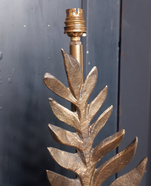 LEAF Design Tall Antique Gold Metal Frond Table Lamp by OKA