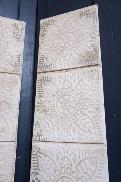 New Cream Wall PANEL French Vintage Rustic Shabby Chic Metal 4 Tile Embossed Tin