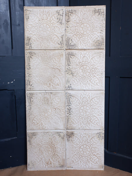 New Cream Wall PANEL French Vintage Rustic Shabby Chic Metal 4 Tile Embossed Tin