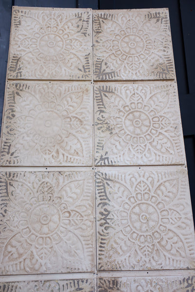 New Cream Wall PANEL French Vintage Rustic Shabby Chic Metal 4 Tile Embossed Tin