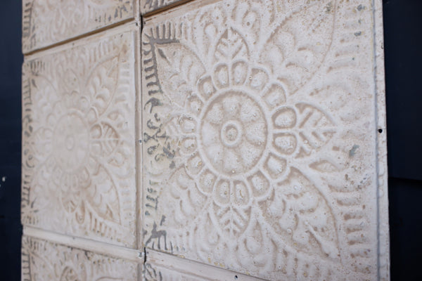 New Cream Wall PANEL French Vintage Rustic Shabby Chic Metal 4 Tile Embossed Tin