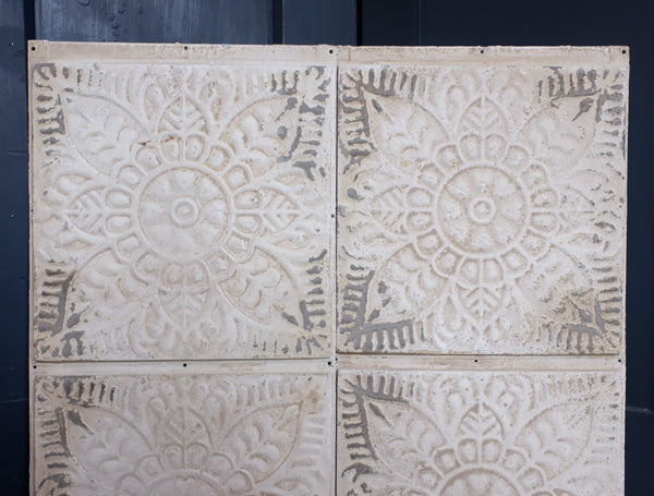 New Cream Wall PANEL French Vintage Rustic Shabby Chic Metal 4 Tile Embossed Tin