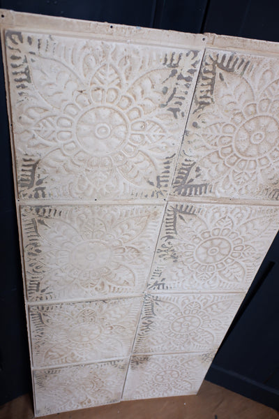 New Cream Wall PANEL French Vintage Rustic Shabby Chic Metal 4 Tile Embossed Tin