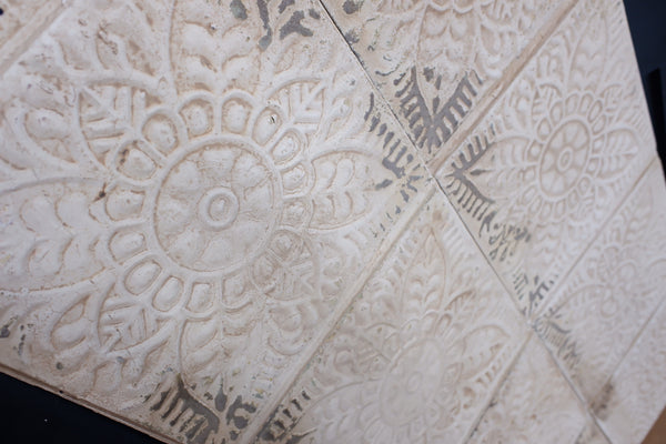 New Cream Wall PANEL French Vintage Rustic Shabby Chic Metal 4 Tile Embossed Tin
