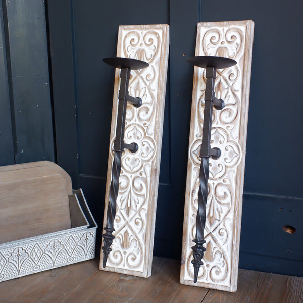 New Pair Vintage French TORCHIERE Shabby Chic Wall Sconce Candle Stick Holder