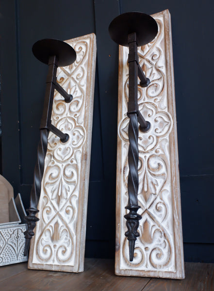 New Pair Vintage French TORCHIERE Shabby Chic Wall Sconce Candle Stick Holder