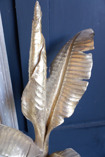 New Decorative Gold Coconut Exotic Tree on Modern White Marble Base Stand