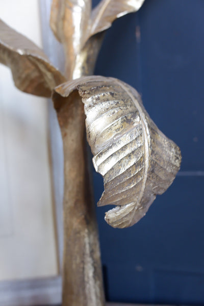 New Decorative Gold Coconut Exotic Tree on Modern White Marble Base Stand