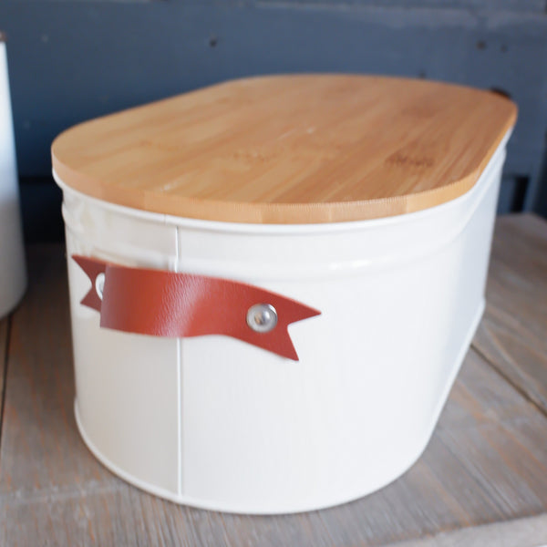 NEW Set of 3 Enamel Tea Coffee Sugar Jars & Bread Bin Vintage Retro Style Metal Pots