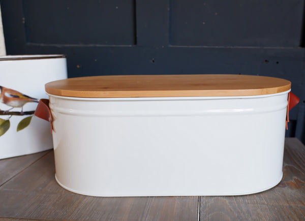 NEW Set of 3 Enamel Tea Coffee Sugar Jars & Bread Bin Vintage Retro Style Metal Pots