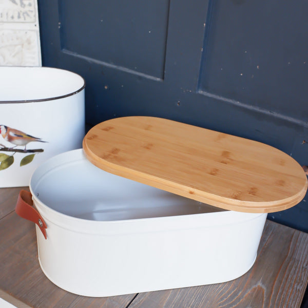 NEW Set of 3 Enamel Tea Coffee Sugar Jars & Bread Bin Vintage Retro Style Metal Pots