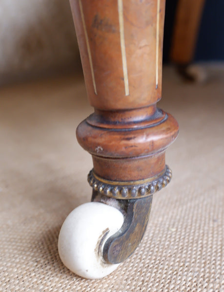 Pair of Antique Victorian WALNUT Inlaid His Armchair & Hers Ladies Nursing Chair