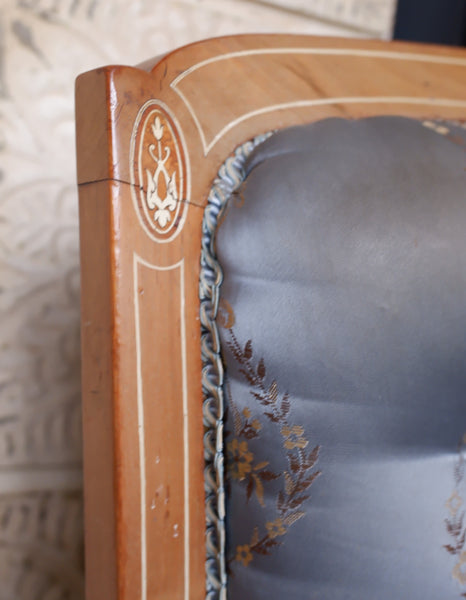 Pair of Antique Victorian WALNUT Inlaid His Armchair & Hers Ladies Nursing Chair