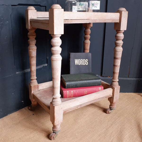 Antique Edwardian WALNUT Wood Serving Trolley 2 Shelf Tier Rustic Table Stand