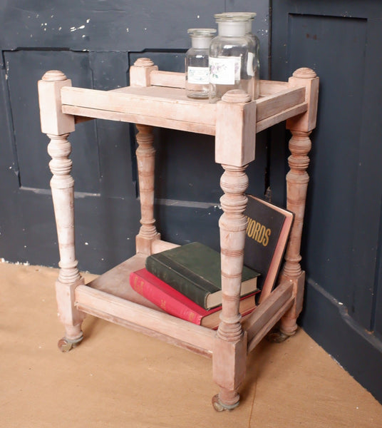 Antique Edwardian WALNUT Wood Serving Trolley 2 Shelf Tier Rustic Table Stand