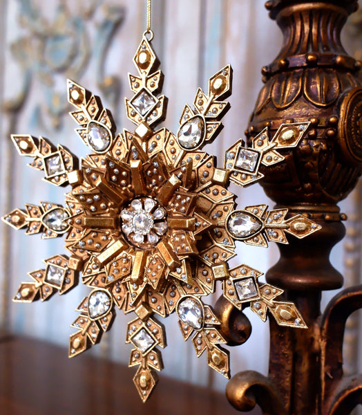 New GOLD Glass Crystal Ornate Hanging Star Christmas Xmas TREE Decoration