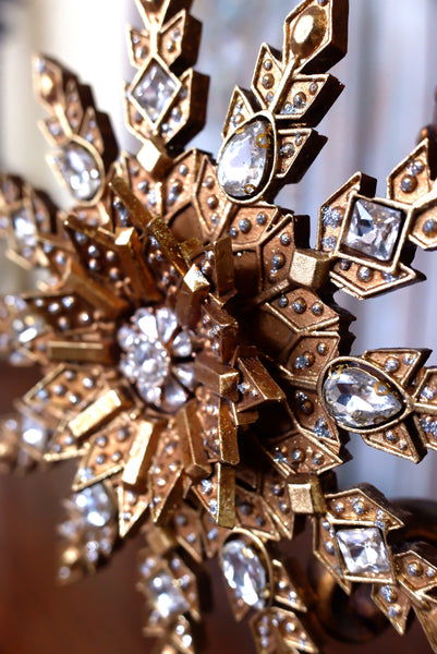 New GOLD Glass Crystal Ornate Hanging Star Christmas Xmas TREE Decoration