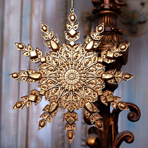 New GOLD Glass Crystal Ornate Hanging Star Christmas Xmas TREE Decoration