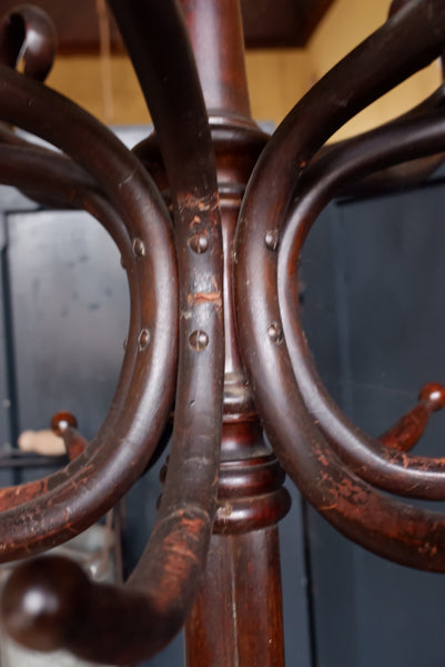 Antique Bentwood Coat & Hat Stand Tall 207cm Wood Rustic Freestanding Rack