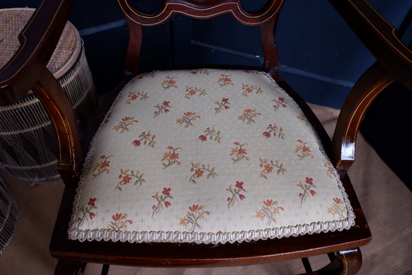 Antique Mahogany Fireside Library Reading Parlour INLAID Elbow Occasional Chair