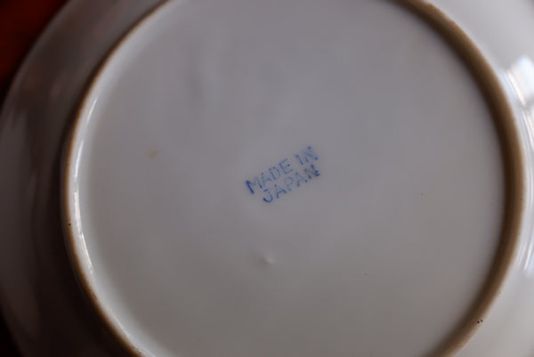 Antique Set of 3 China Blue & White Porcelain Saucers Plates In Cherry Blossom