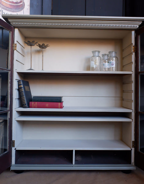 Antique Mahogany Pale GREEN Shabby Chic Display China APOTHECARY Cabinet Cupboard Unit