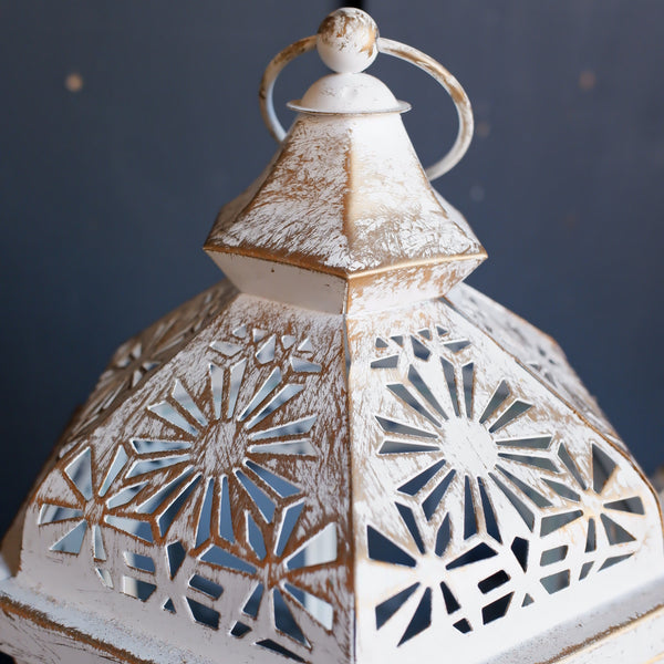 New Set of 3 White Rustic Lanterns Shabby Chic Candle Light Wedding Table Decor Display