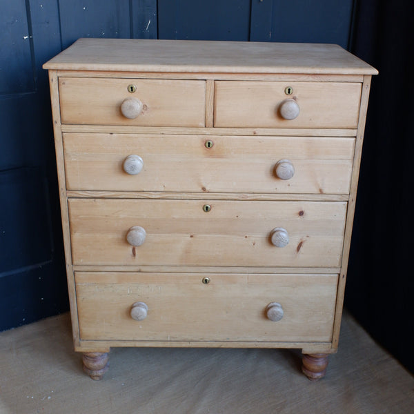 ANTIQUE Victorian PINE Wood Shabby Chic Rustic Chest of 2 Over 3 Unit 5 Drawers