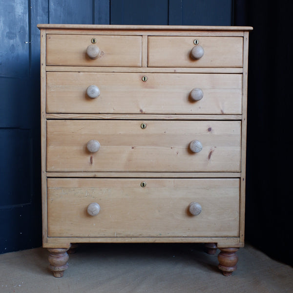 ANTIQUE Victorian PINE Wood Shabby Chic Rustic Chest of 2 Over 3 Unit 5 Drawers