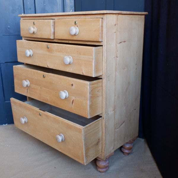 ANTIQUE Victorian PINE Wood Shabby Chic Rustic Chest of 2 Over 3 Unit 5 Drawers