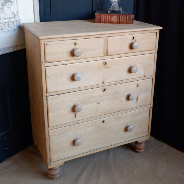 ANTIQUE Victorian PINE Wood Shabby Chic Rustic Chest of 2 Over 3 Unit 5 Drawers