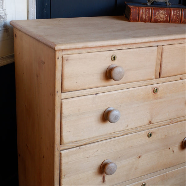 ANTIQUE Victorian PINE Wood Shabby Chic Rustic Chest of 2 Over 3 Unit 5 Drawers