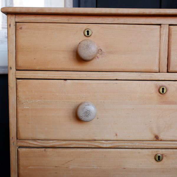 ANTIQUE Victorian PINE Wood Shabby Chic Rustic Chest of 2 Over 3 Unit 5 Drawers