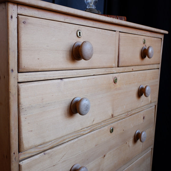 ANTIQUE Victorian PINE Wood Shabby Chic Rustic Chest of 2 Over 3 Unit 5 Drawers