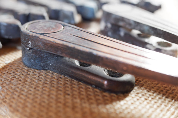 Set of 25 Antique ART DECO Cast Iron Metal STAIR Clips Rods Brackets Fleur De Lys