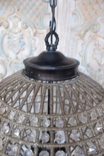 Antique French Style Large Round Ball CUT GLASS Crystal Chandelier Ceiling Light